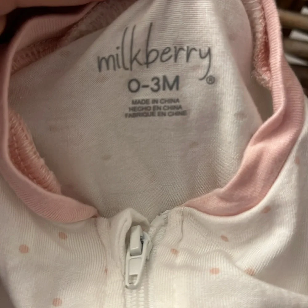 MilkBerry Bamboo Baby Sleeper 0-3 Mnths  with Pink Polka Dots